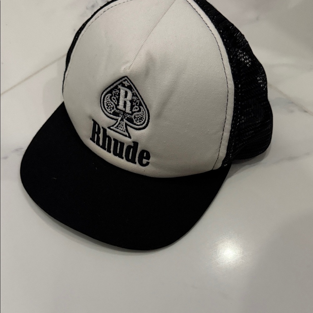 Rhude Black and White Logo Trucker Cap